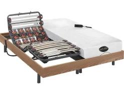 Cama Elétrica Articulada Estrado De Ripas, Terminais Eletricos Colchão Memória De Forma E Bambu Damysos - Motores Okin - 2X80X200 Cm - Carvalho