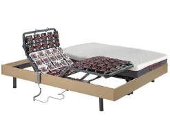 Cama Elétrica Articulada Terminais E Colchão Memória De Forma Atride Da Dreamea - Motores Okin - Carvalho Natural - 2 X 80 X 200 Cm