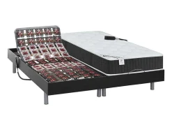 Cama Elétrica Articulada Terminais E Colchão De Molas Ensacadas E Memória De Forma - 2 X 70 X 190 Cm - Motores Okin - Preto - Phanes De Dreamea