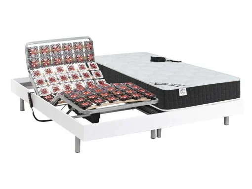 Cama Elétrica Articulada Terminais E Colchão De Molas Ensacadas E Memória De Forma - Motores Okin - Branco - 2X80X200 Cm - Phanes Da Dreamea