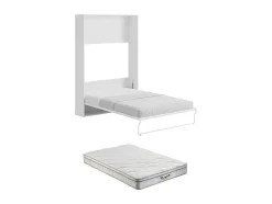 Cama Embutida De 140 X 200 Cm Abertura Vertical Manual Branco + Colchão - Malina Ii