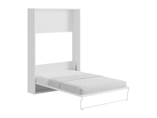 Cama Embutida De 140 X 200 Cm Abertura Vertical Manual Branco + Colchão - Malina Ii