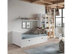 Cama Gaveta Lacada Branca Com Gavetas