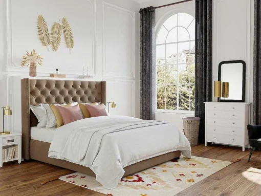 Cama Massimo Cabeceira De Cama Em Capitone- 160X200Cm- Tecido Bege