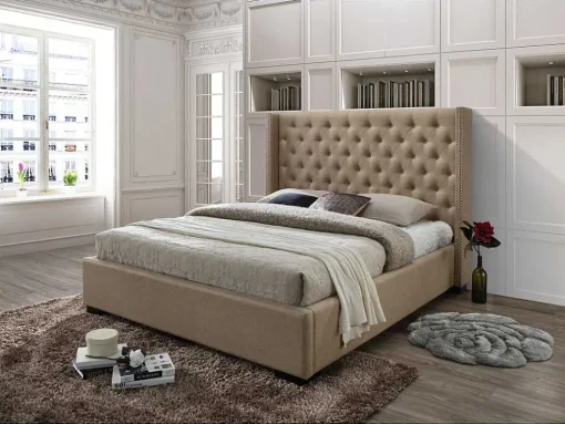 Cama Massimo Cabeceira De Cama Em Capitone- 160X200Cm- Tecido Bege