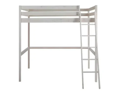 Cama Mezzanine 140X190 Cm Em Pinho Macico Esbranquicado + Colchão - Gedeon