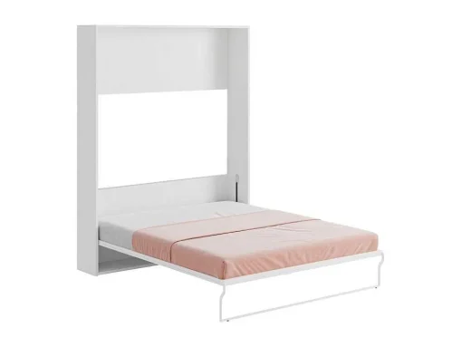 Cama Rebatível 160X200 Cm Abertura Vertical Manual Branco E Cinza - Malina Ii