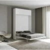 Cama Retratil 160 Vertical Kentaro Com Armário Suspenso Cinza Branca