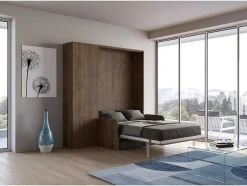 Cama Retratil 140 Vertical Kentaro Sofá Com Armário Coluna Nogueira - Alessia 20