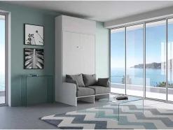 Cama Retratil 120 Vertical Kentaro Sofá Com Armário Suspenso Cinza Branca - Alessia 20