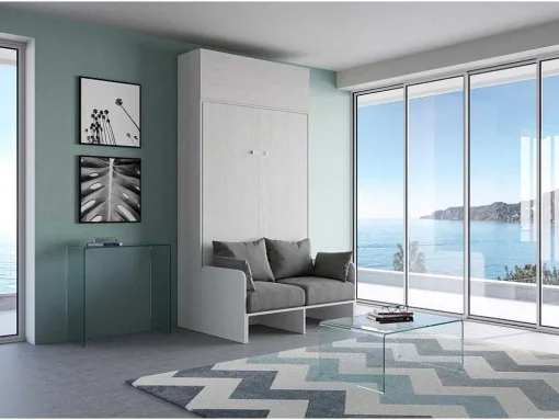Cama Retratil 120 Vertical Kentaro Sofá Com Armário Suspenso Cinza Branca - Alessia 20