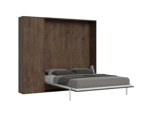Cama Retratil 160 Vertical Kentaro Com Armário Coluna Nogueira
