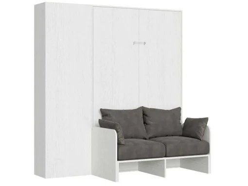 Cama Retratil 120 Vertical Kentaro Sofá Com Armário Coluna Cinza Branca - Alessia 20