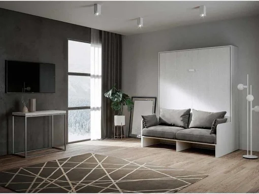 Cama Retratil 160 Vertical Kentaro Sofá Cinza Branca - Alessia 20