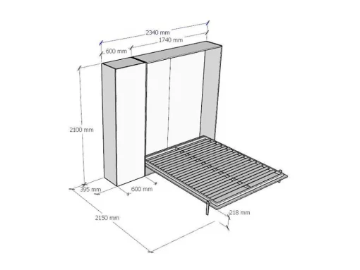 Cama Retratil 160 Vertical Kentaro Com Armário Coluna Nogueira