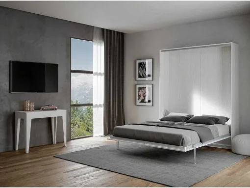 Cama Retratil 160 Vertical Kentaro Cinza Branca