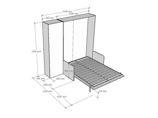 Cama Retratil 140 Vertical Kentaro Sofá Com Armário Coluna Nogueira - Alessia 20