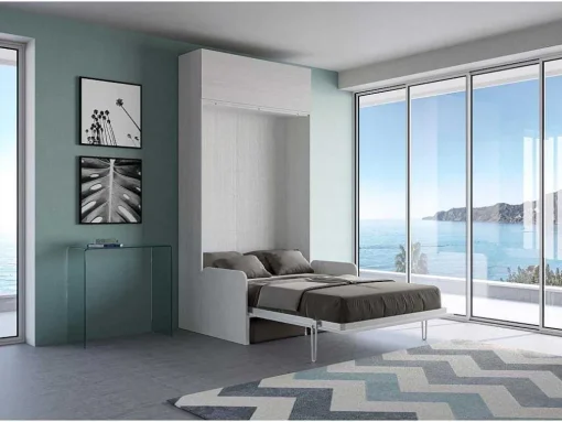 Cama Retratil 120 Vertical Kentaro Sofá Com Armário Suspenso Cinza Branca - Alessia 20