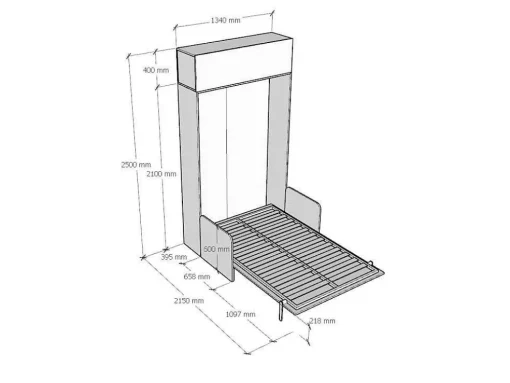 Cama Retratil 120 Vertical Kentaro Sofá Com Armário Suspenso Cinza Branca - Alessia 20