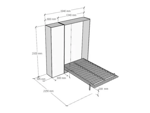 Cama Retratil 120 Vertical Kentaro Com Armário Coluna Nogueira