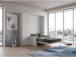 Cama Retratil 120 Vertical Kentaro Sofá Com Armário Coluna Cinza Branca - Alessia 20