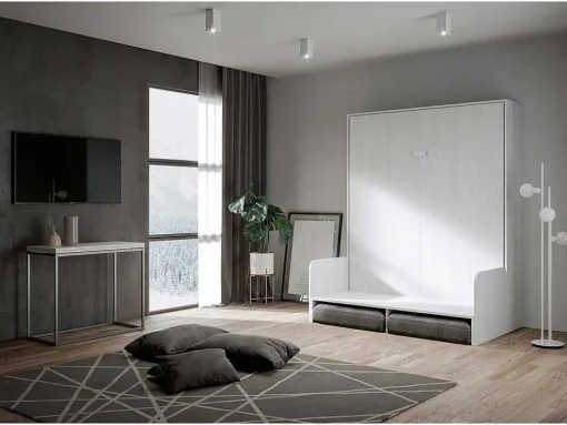 Cama Retratil 160 Vertical Kentaro Sofá Cinza Branca - Alessia 20