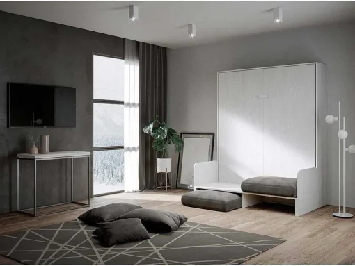 Cama Retratil 160 Vertical Kentaro Sofá Cinza Branca - Alessia 20