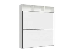 Cama Retratil Beliche Solteiro Horizontal Kando Composicao L Cinza Branca