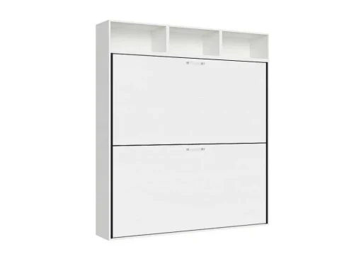 Cama Retratil Beliche Solteiro Horizontal Kando Composicao L Cinza Branca