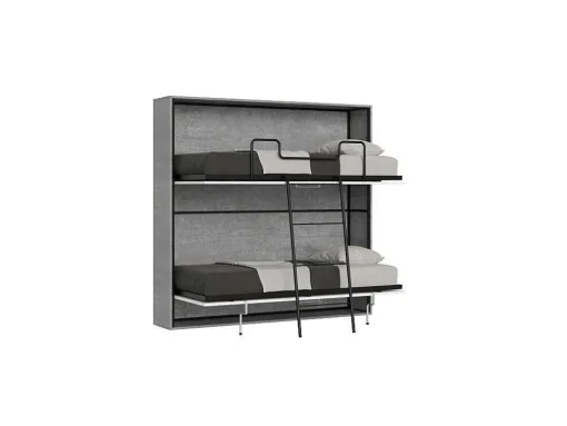 Cama Retratil Beliche Solteiro Horizontal Kando Com Colchões Cimento