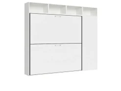 Cama Retratil Beliche Solteiro Horizontal Kando Com Colchões Composicao I Cinza Branca
