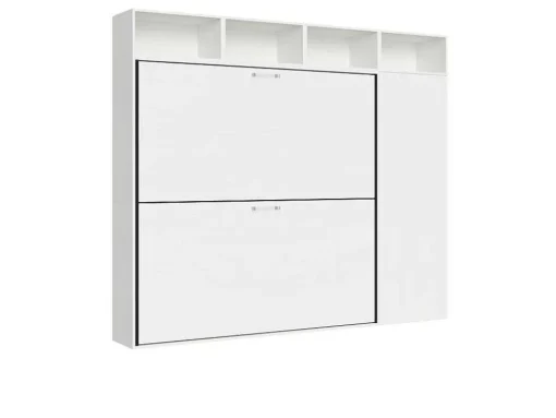 Cama Retratil Beliche Solteiro Horizontal Kando Com Colchões Composicao I Cinza Branca