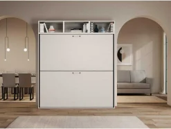 Cama Retratil Beliche Solteiro Horizontal Kando Composicao L Cinza Branca