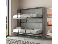 Cama Retratil Beliche Solteiro Horizontal Kando Com Colchões Cimento
