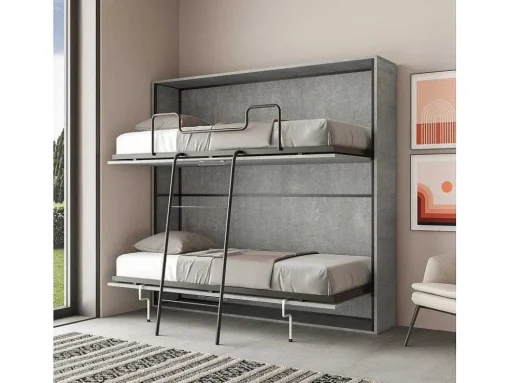 Cama Retratil Beliche Solteiro Horizontal Kando Com Colchões Cimento