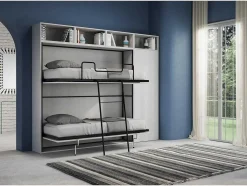 Cama Retratil Beliche Solteiro Horizontal Kando Com Colchões Composicao I Cinza Branca