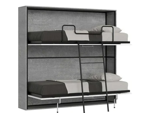 Cama Retratil Beliche Solteiro Horizontal Kando Com Colchões Cimento