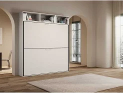 Cama Retratil Beliche Solteiro Horizontal Kando Composicao L Cinza Branca