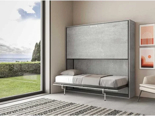 Cama Retratil Beliche Solteiro Horizontal Kando Com Colchões Cimento