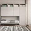 Cama Retratil Solteiro Horizontal Kando Com Colchão Composicao B Cinza Branca