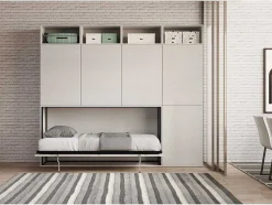 Cama Retratil Solteiro Horizontal Kando Com Colchão Composicao B Cinza Branca
