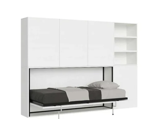 Cama Retratil Solteiro Horizontal Kando Com Colchão Composicao F Cinza Branca