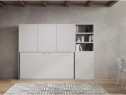 Cama Retratil Solteiro Horizontal Kando Com Colchão Composicao F Cinza Branca