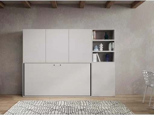 Cama Retratil Solteiro Horizontal Kando Com Colchão Composicao F Cinza Branca