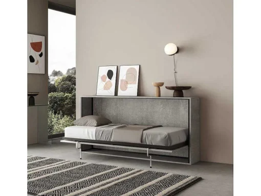 Cama Retratil Solteiro Horizontal Kando Cimento