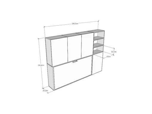 Cama Retratil Solteiro Horizontal Kando Com Colchão Composicao F Cinza Branca