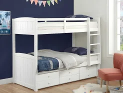 Camas De Beliche Separaveis Com Arrumação 90X190 Cm Lacado Branco - Anchise