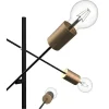Candeeiro Com Multiplas Lampadas Estilo Industrial Klepton - Metal - 49,5 X 28,5 X 146,5 Cm - Preto E Dourado