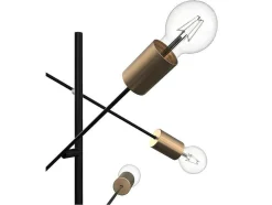 Candeeiro Com Multiplas Lampadas Estilo Industrial Klepton - Metal - 49,5 X 28,5 X 146,5 Cm - Preto E Dourado
