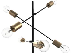 Candeeiro Com Multiplas Lampadas Estilo Industrial Klepton - Metal - 49,5 X 28,5 X 146,5 Cm - Preto E Dourado